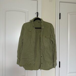 Zara Green Lightweight Shirt Jacket with Collared Neckline